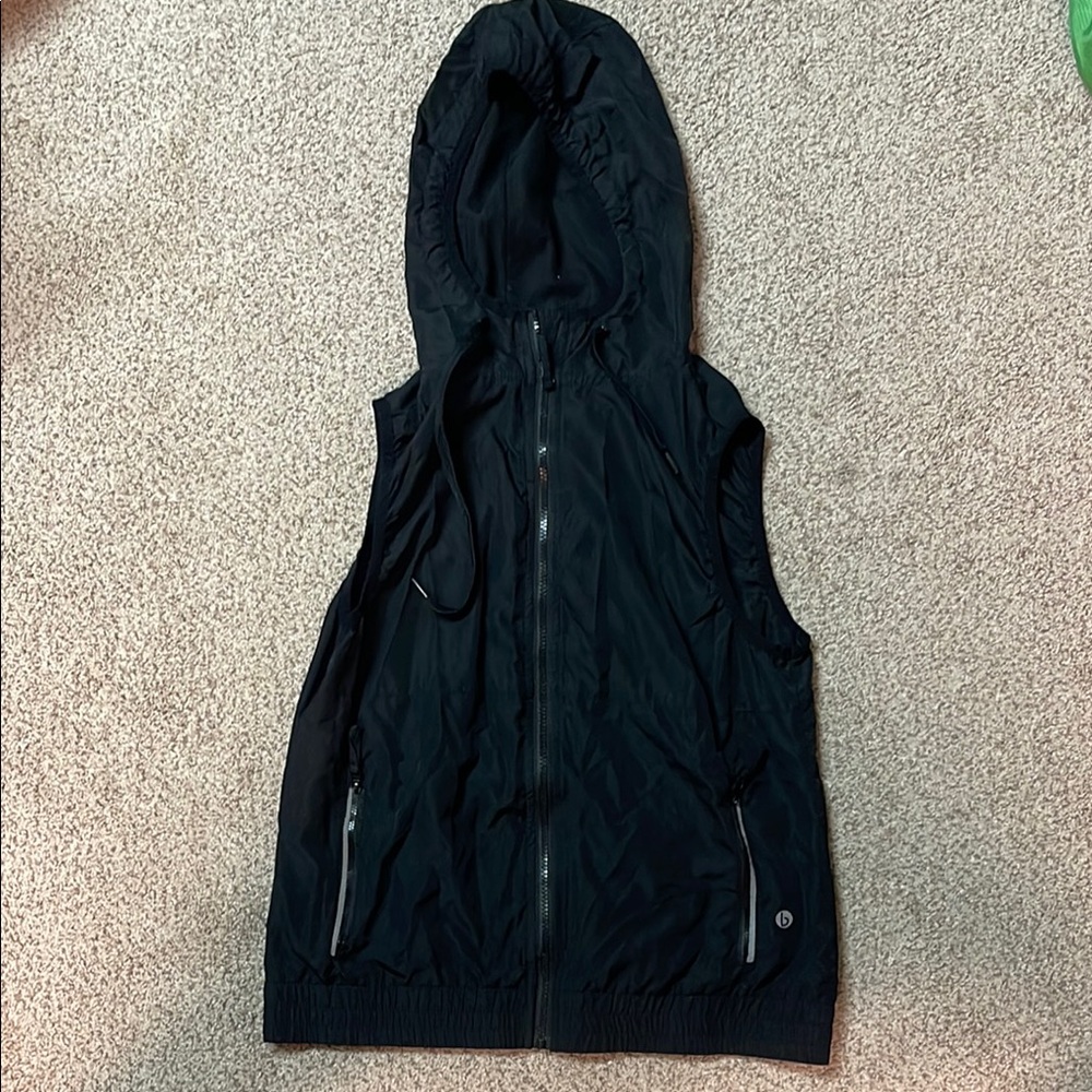 Black Hooded Windbreaker Vest